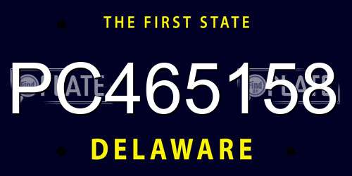 PC465158 Delaware License Plate
