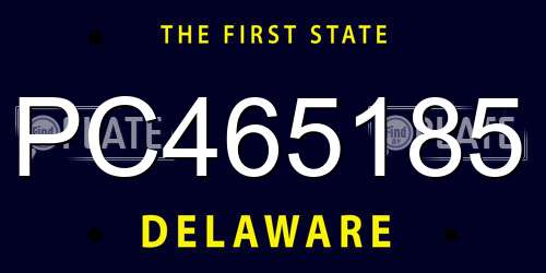 PC465185 Delaware License Plate