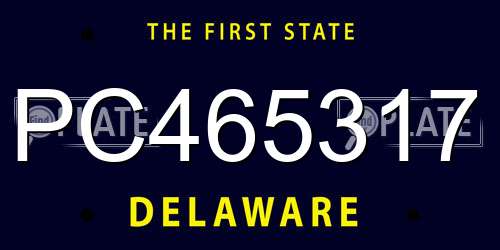 PC465317 Delaware License Plate