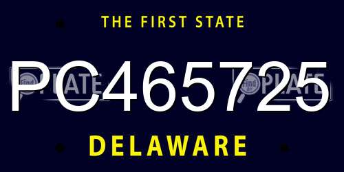 PC465725 Delaware License Plate