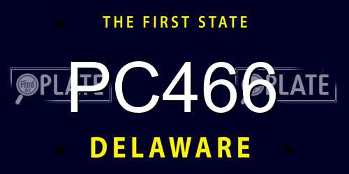 PC466 Delaware License Plate