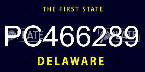 PC466289 Delaware License Plate