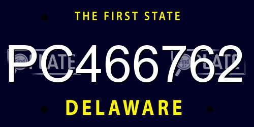 PC466762 Delaware License Plate