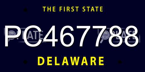 PC467788 Delaware License Plate