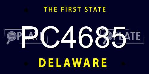 PC4685 Delaware License Plate