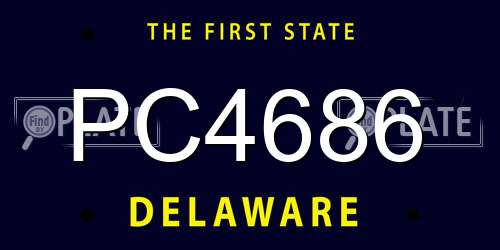 PC4686 Delaware License Plate