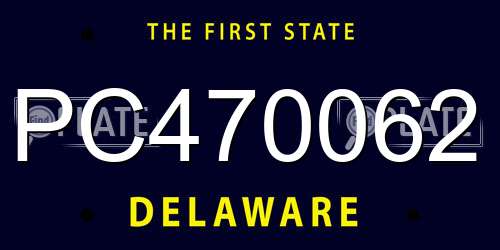 PC470062 Delaware License Plate