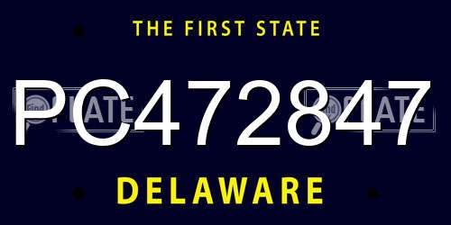 PC472847 Delaware License Plate