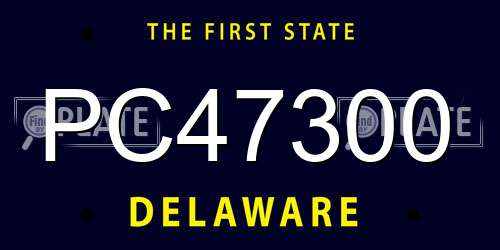 PC47300 Delaware License Plate