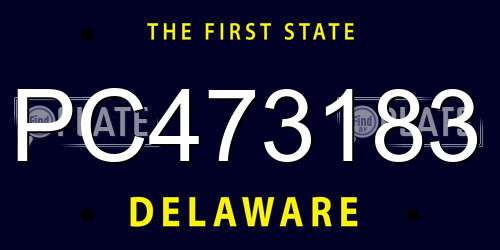 PC473183 Delaware License Plate