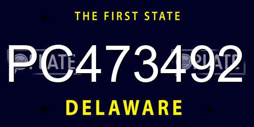 PC473492 Delaware License Plate