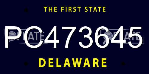 PC473645 Delaware License Plate
