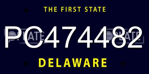 PC474482 Delaware License Plate
