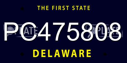 PC475808 Delaware License Plate