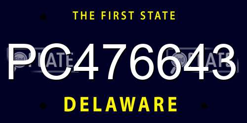 PC476643 Delaware License Plate