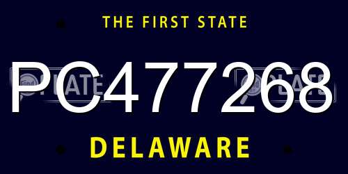 PC477268 Delaware License Plate