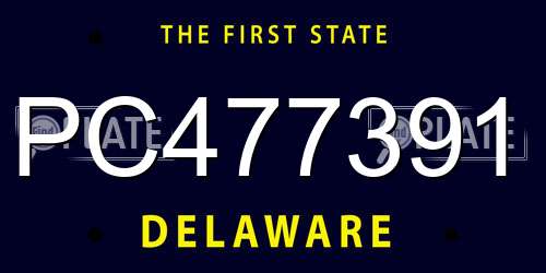 PC477391 Delaware License Plate