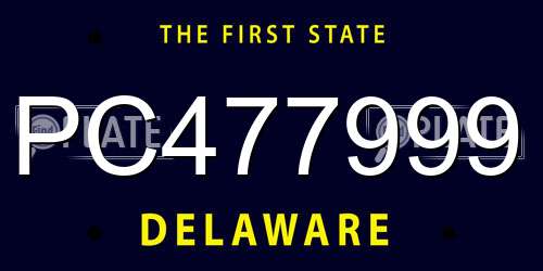 PC477999 Delaware License Plate