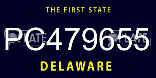 PC479655 Delaware License Plate