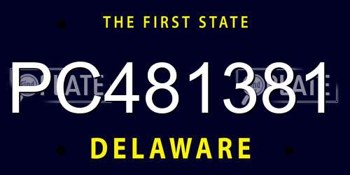 PC481381 Delaware License Plate