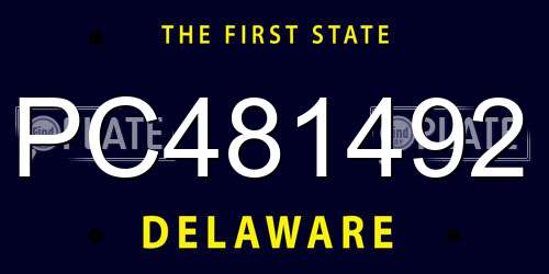PC481492 Delaware License Plate