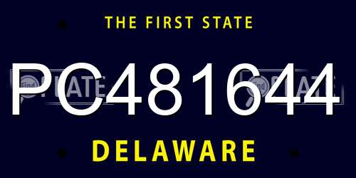 PC481644 Delaware License Plate