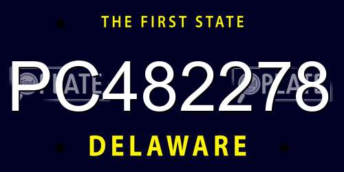 PC482278 Delaware License Plate