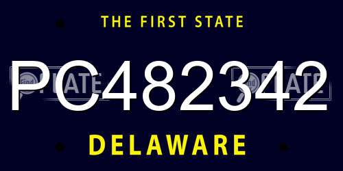 PC482342 Delaware License Plate