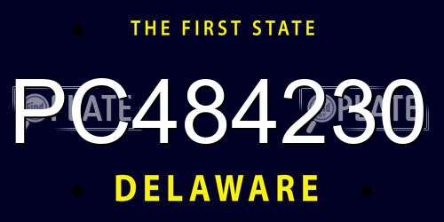 PC484230 Delaware License Plate