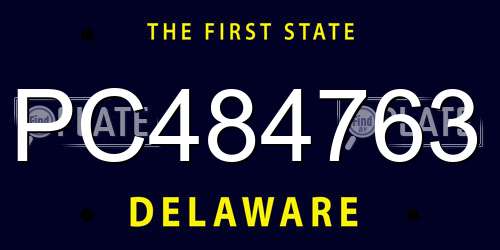 PC484763 Delaware License Plate
