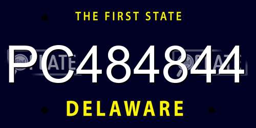 PC484844 Delaware License Plate