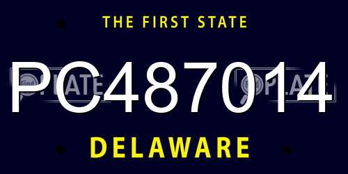 PC487014 Delaware License Plate
