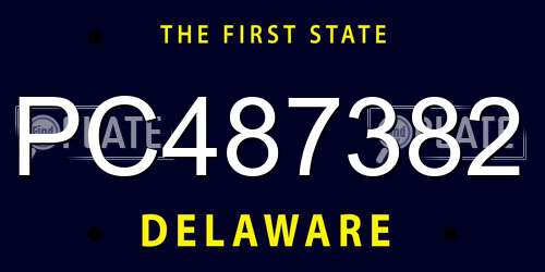 PC487382 Delaware License Plate