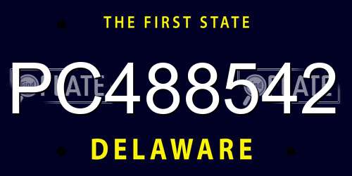 PC488542 Delaware License Plate