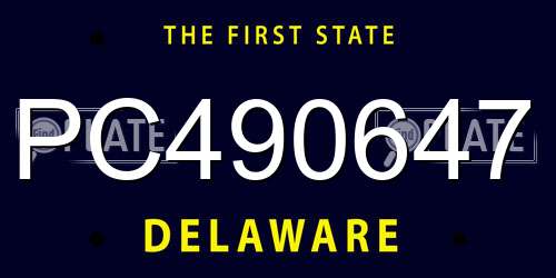 PC490647 Delaware License Plate