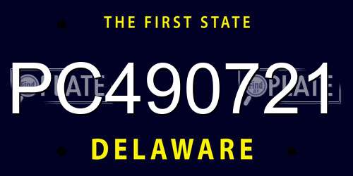 PC490721 Delaware License Plate