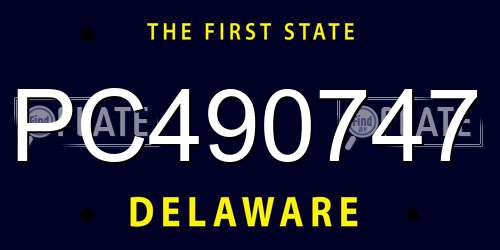 PC490747 Delaware License Plate