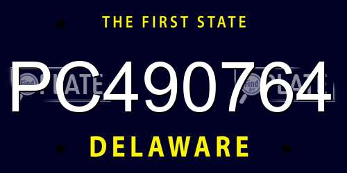 PC490764 Delaware License Plate