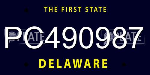 PC490987 Delaware License Plate