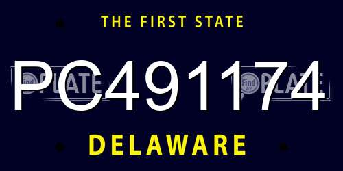 PC491174 Delaware License Plate