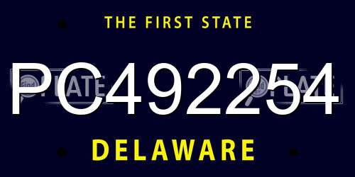 PC492254 Delaware License Plate