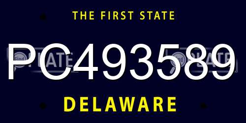 PC493589 Delaware License Plate