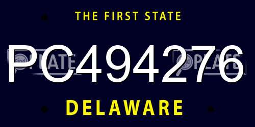 PC494276 Delaware License Plate