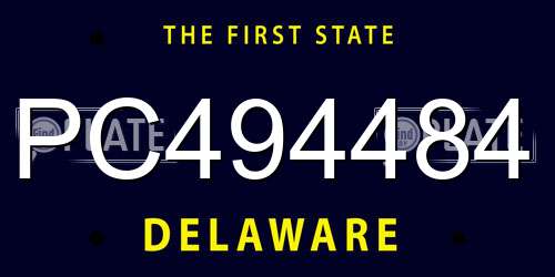 PC494484 Delaware License Plate