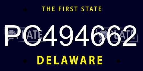 PC494662 Delaware License Plate