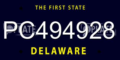 PC494928 Delaware License Plate