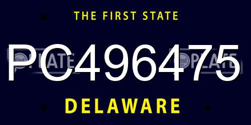 PC496475 Delaware License Plate