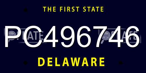 PC496746 Delaware License Plate