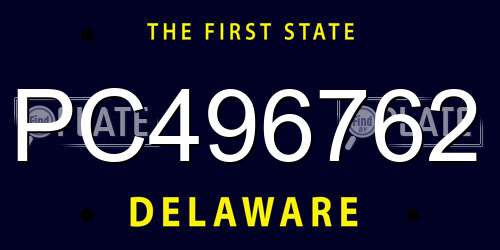 PC496762 Delaware License Plate