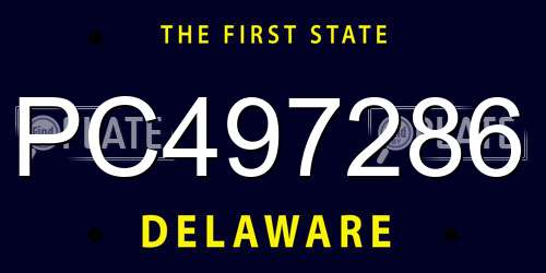 PC497286 Delaware License Plate
